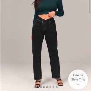 A&F Women's Black Curve Love High Rise Dad Jeans